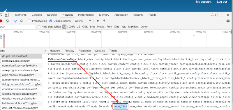 node_list cache tag views drupal9